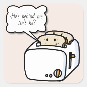 Funny Nervous Toast Cartoon Quadratischer Aufkleber