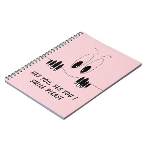 Funny Neugier Augen - Lächeln - Ihren Text/Farbe h Notizblock