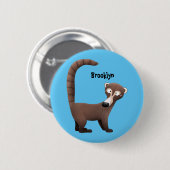 Funny neugierig coatimundi Cartoon Illustration Button (Vorne & Hinten)