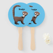 Funny neugierig coatimundi Cartoon Illustration Fächer (Vorne und Hinten)