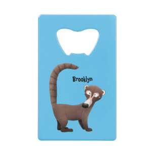 Funny neugierig coatimundi Cartoon Illustration Geldbeutel Flaschenöffner