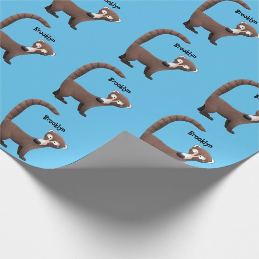 Funny neugierig coatimundi Cartoon Illustration Geschenkpapier (Ecke)