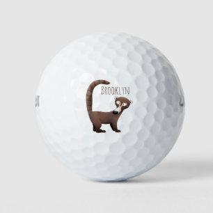 Funny neugierig coatimundi Cartoon Illustration Golfball
