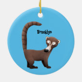Funny neugierig coatimundi Cartoon Illustration Keramik Ornament (Hinten)