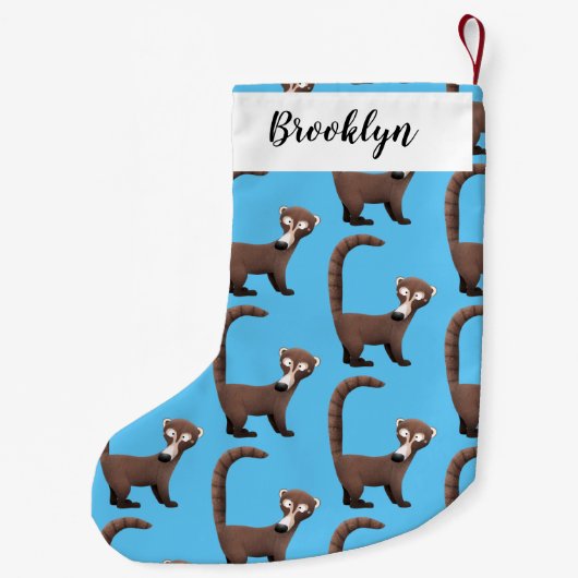 Funny neugierig coatimundi Cartoon Illustration Kleiner Weihnachtsstrumpf (Rückseite)
