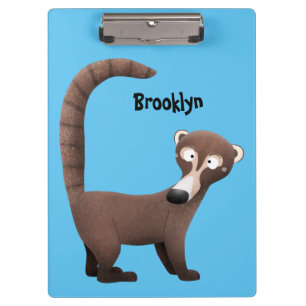 Funny neugierig coatimundi Cartoon Illustration Klemmbrett