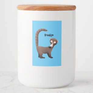 Funny neugierig coatimundi Cartoon Illustration Lebensmitteletikett