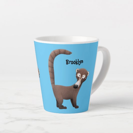 Funny neugierig coatimundi Cartoon Illustration Milchtasse (Rechte Ecke)