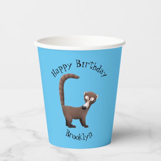 Funny neugierig coatimundi Cartoon Illustration Pappbecher (Vorderseite)