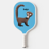 Funny neugierig coatimundi Cartoon Illustration Pickleball Schläger (Rückseite)