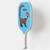 Funny neugierig coatimundi Cartoon Illustration Pickleball Schläger (Links)
