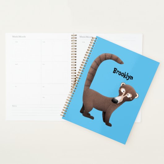 Funny neugierig coatimundi Cartoon Illustration Planer (Anzeige)