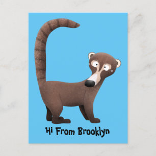 Funny neugierig coatimundi Cartoon Illustration Postkarte