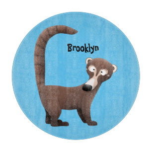 Funny neugierig coatimundi Cartoon Illustration Schneidebrett