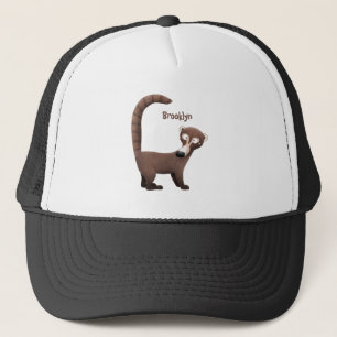 Funny neugierig coatimundi Cartoon Illustration Truckerkappe