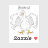 Funny neugierig Hausgans Cartoon Illustration Aufkleber (Blatt)