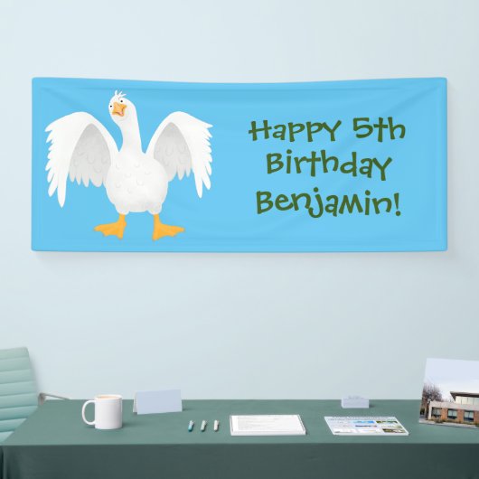 Funny neugierig Hausgans Cartoon Illustration Banner (Messe)