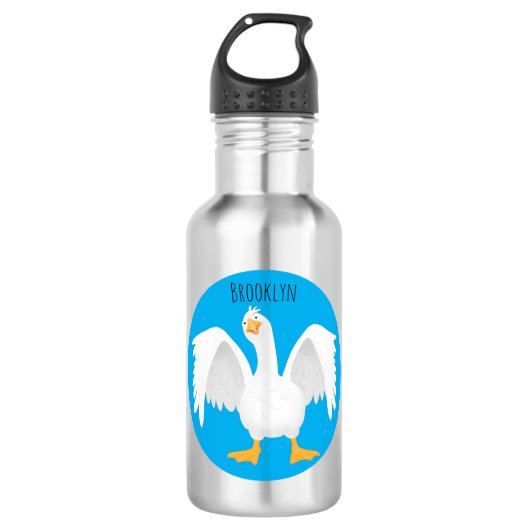 Funny neugierig Hausgans Cartoon Illustration Edelstahlflasche (Vorderseite)