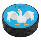 Funny neugierig Hausgans Cartoon Illustration Eishockey Puck (3/4)