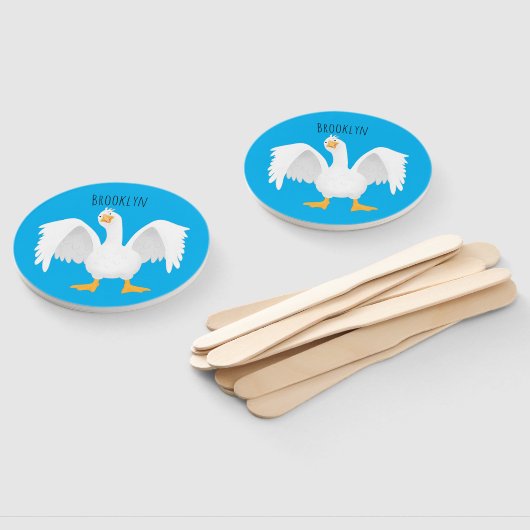 Funny neugierig Hausgans Cartoon Illustration Fächer (Non-assembled)