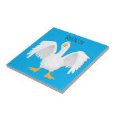 Funny neugierig Hausgans Cartoon Illustration Fliese (Seite)