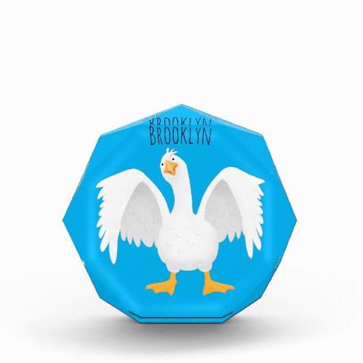 Funny neugierig Hausgans Cartoon Illustration Fotoblock (Vorderseite)