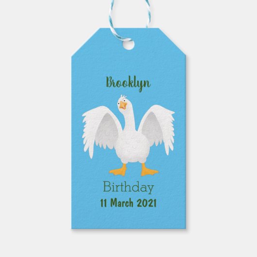 Funny neugierig Hausgans Cartoon Illustration Geschenkanhänger (Vorderseite)