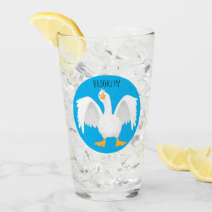 Funny neugierig Hausgans Cartoon Illustration Glas