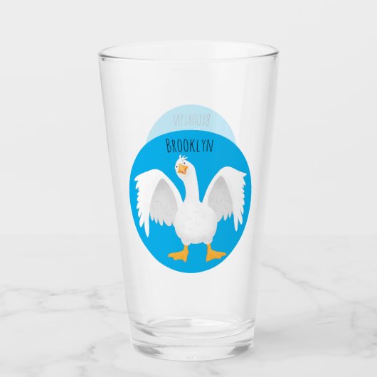 Funny neugierig Hausgans Cartoon Illustration Glas (Vorderseite)