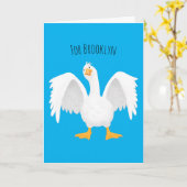 Funny neugierig Hausgans Cartoon Illustration Karte (Gelbe Blume)