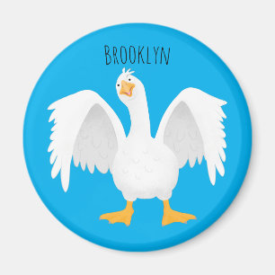 Funny neugierig Hausgans Cartoon Illustration Magnet