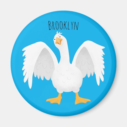 Funny neugierig Hausgans Cartoon Illustration Magnet (Vorne)