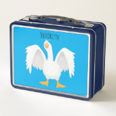 Funny neugierig Hausgans Cartoon Illustration Metall Brotdose (Rückseite)