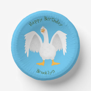 Funny neugierig Hausgans Cartoon Illustration Pappteller