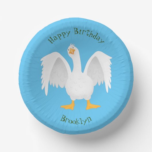 Funny neugierig Hausgans Cartoon Illustration Pappteller (Vorderseite)