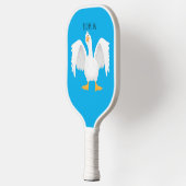 Funny neugierig Hausgans Cartoon Illustration Pickleball Schläger (Links)