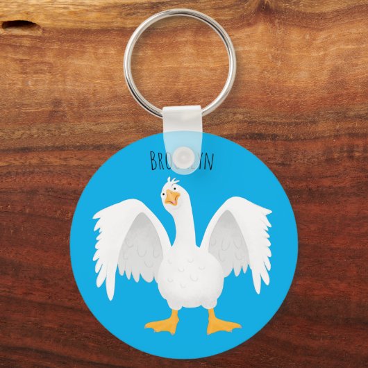 Funny neugierig Hausgans Cartoon Illustration Schlüsselanhänger (Vorderseite)