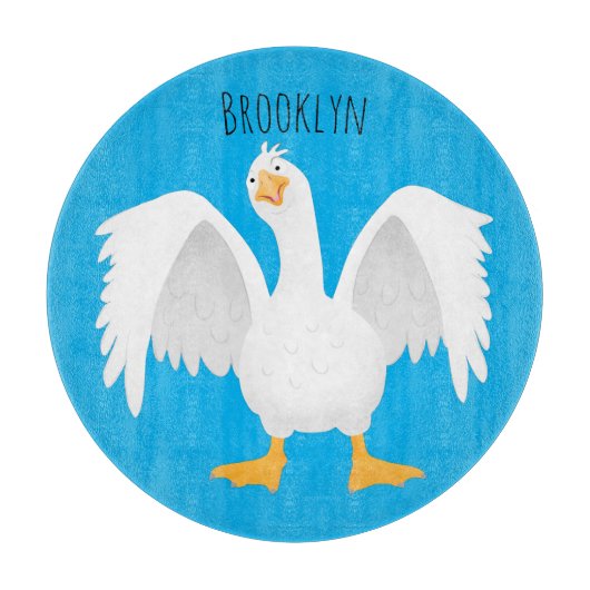 Funny neugierig Hausgans Cartoon Illustration Schneidebrett (Vorderseite)