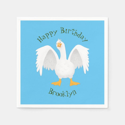 Funny neugierig Hausgans Cartoon Illustration Serviette (Vorderseite)