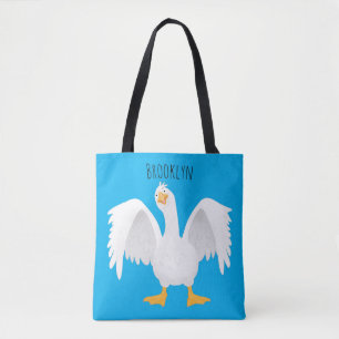 Funny neugierig Hausgans Cartoon Illustration Tasche