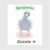 Funny neugierig Taube Cartoon Illustration Aufkleber (Blatt)