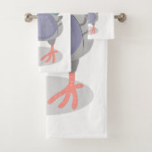 Funny neugierig Taube Cartoon Illustration Badhandtuch Set (Insitu)