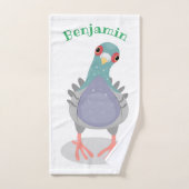 Funny neugierig Taube Cartoon Illustration Badhandtuch Set (Handtuch)