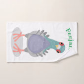 Funny neugierig Taube Cartoon Illustration Badhandtuch Set (Handtuch)