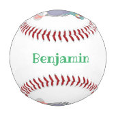 Funny neugierig Taube Cartoon Illustration Baseball (Rückseite)