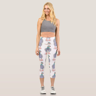 Funny neugierig Taube Cartoon Illustration Capri Leggings