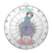 Funny neugierig Taube Cartoon Illustration Dartscheibe (vorne)