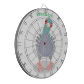 Funny neugierig Taube Cartoon Illustration Dartscheibe (Vorderseite Links)