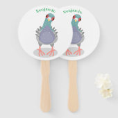 Funny neugierig Taube Cartoon Illustration Fächer (Vorne und Hinten)