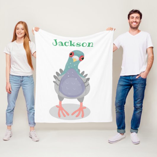 Funny neugierig Taube Cartoon Illustration Fleecedecke (Beispiel)